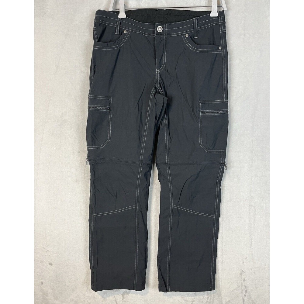 KUHL Pant Women 10R Gray Performance Cargo Stretch Convertible Drawstring Hiking